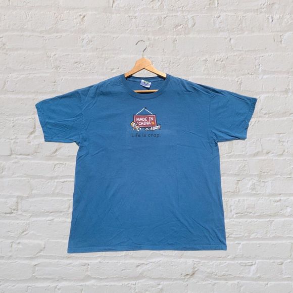 "Life is Crap, Made in China" Double-Sided T-Shirt (Size XL) Toy Recall Graphic - Picture 1 of 5